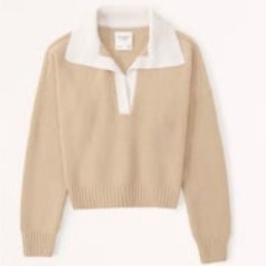 Abercrombie Notch-Neck Sweater Polo Camel Small Women’s